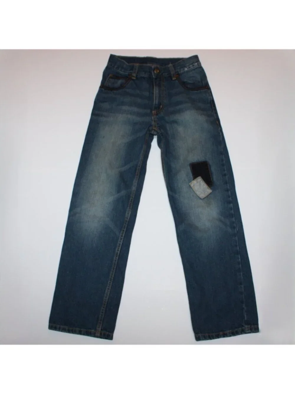 Gymboree Camp Yosemite Boy's Patched Knee Dark Blue Denim Jeans Pants in size 8